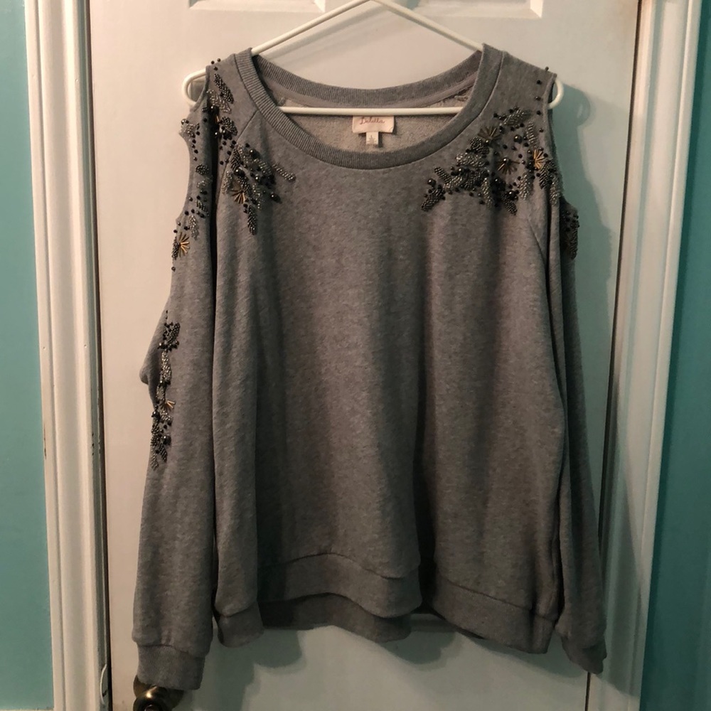 Beaded Cold Shoulder Top